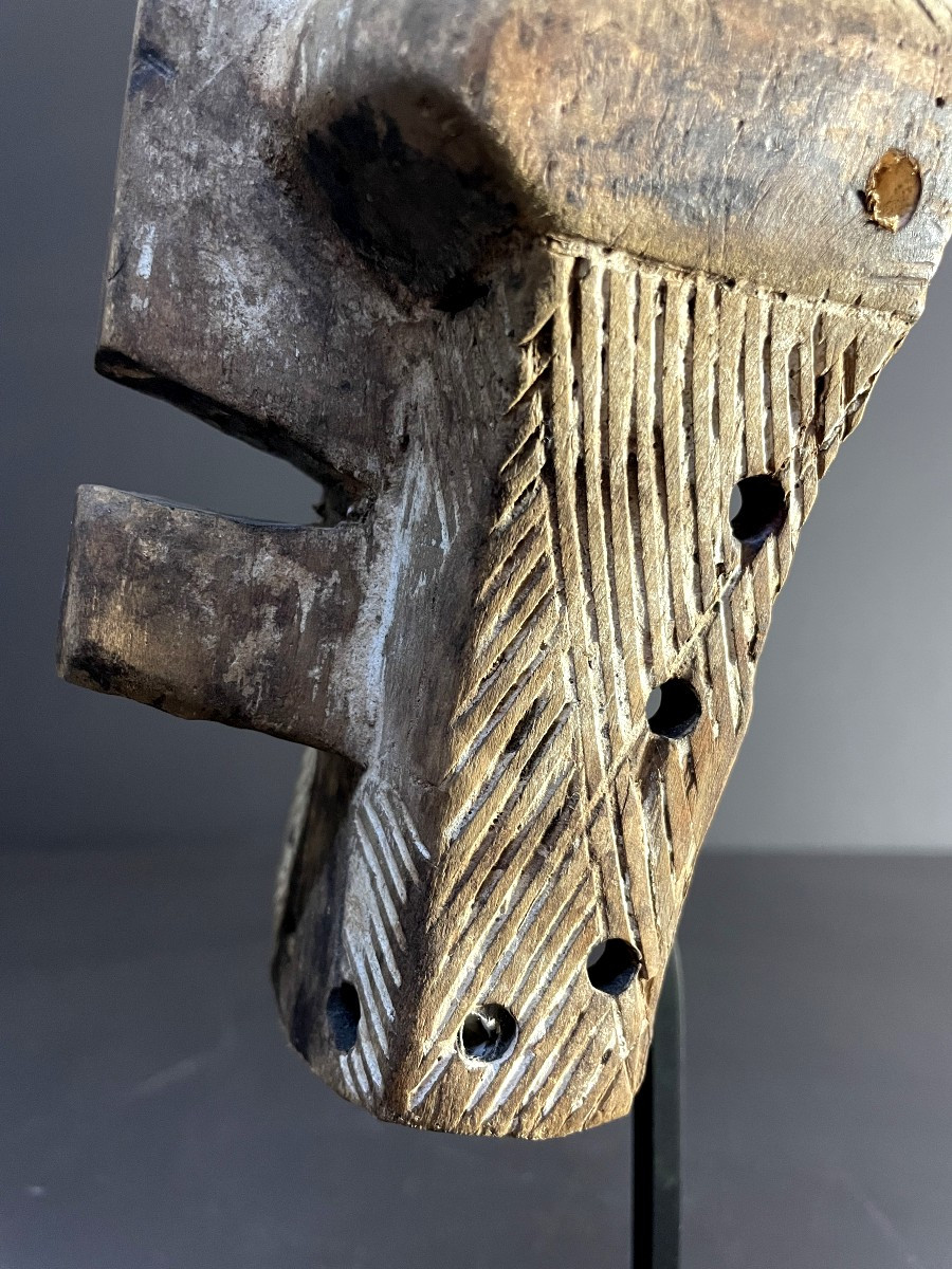 Songye Culture, Democratic Republic, "kifwebe" Society Rank Mask, Circa 1950.-photo-3