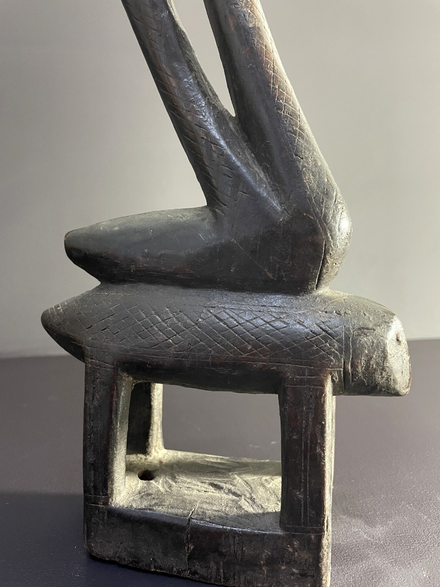 Culture BAMANA, Mali, Première moitié XXème siècle, masque cimier zoomorphe "Ciwara".-photo-2