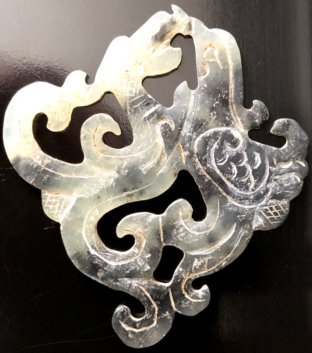 China, 19th Century, Carved And Openwork Jade Plaque In The Style Of The Western Han Dynasty.-photo-3