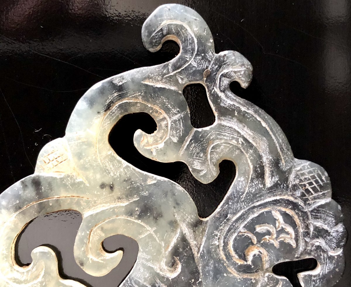 China, 19th Century, Carved And Openwork Jade Plaque In The Style Of The Western Han Dynasty.-photo-4