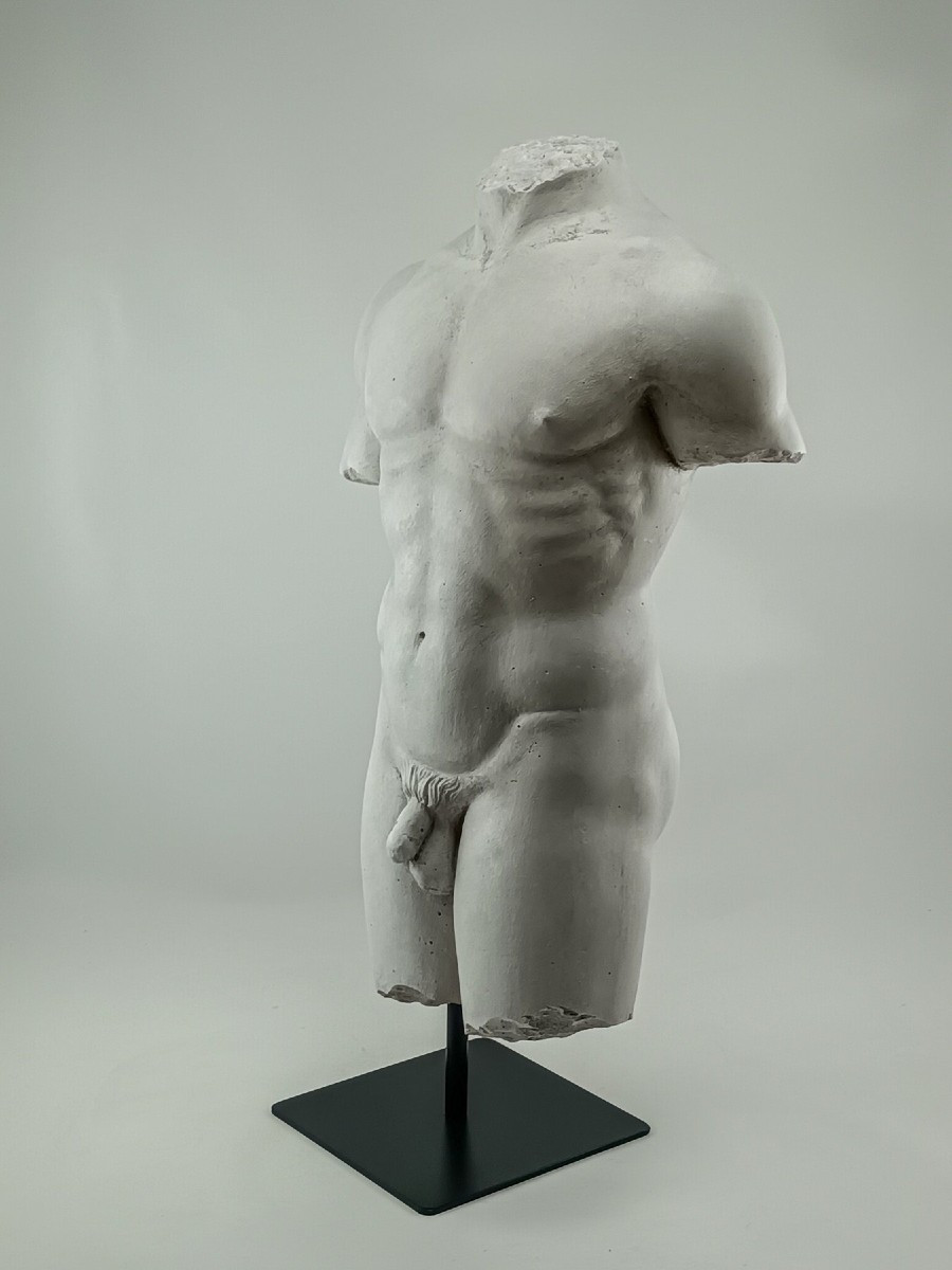 Italie, Années 1970/1980,  d'après l'Antique Buste En Plâtre Figurant Un buste d'homme.-photo-3