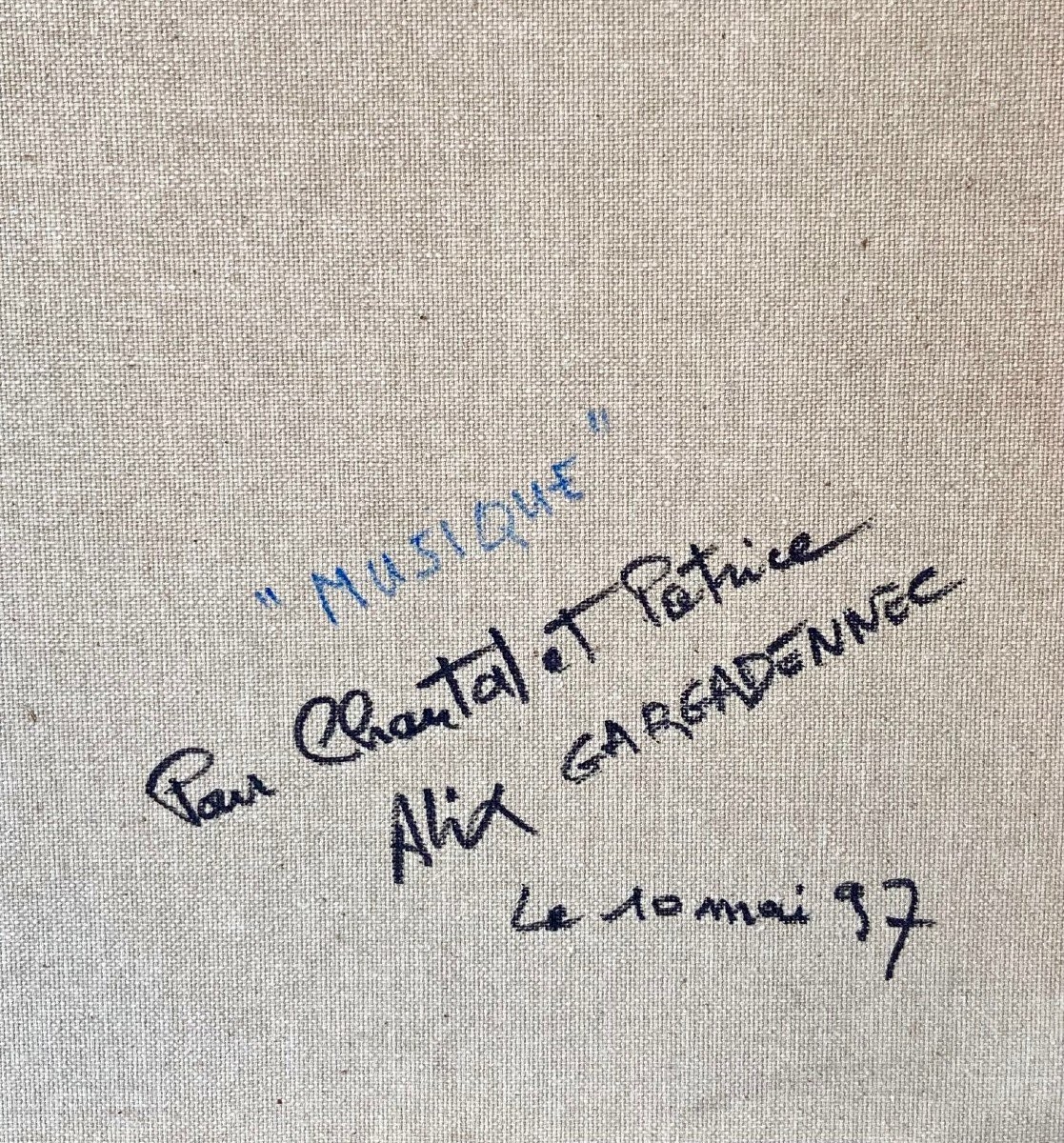Alix Fevre-gargadennec, Known As Alix, Oil On Canvas Titled On The Back "music" And Dedicated, 1997.-photo-2