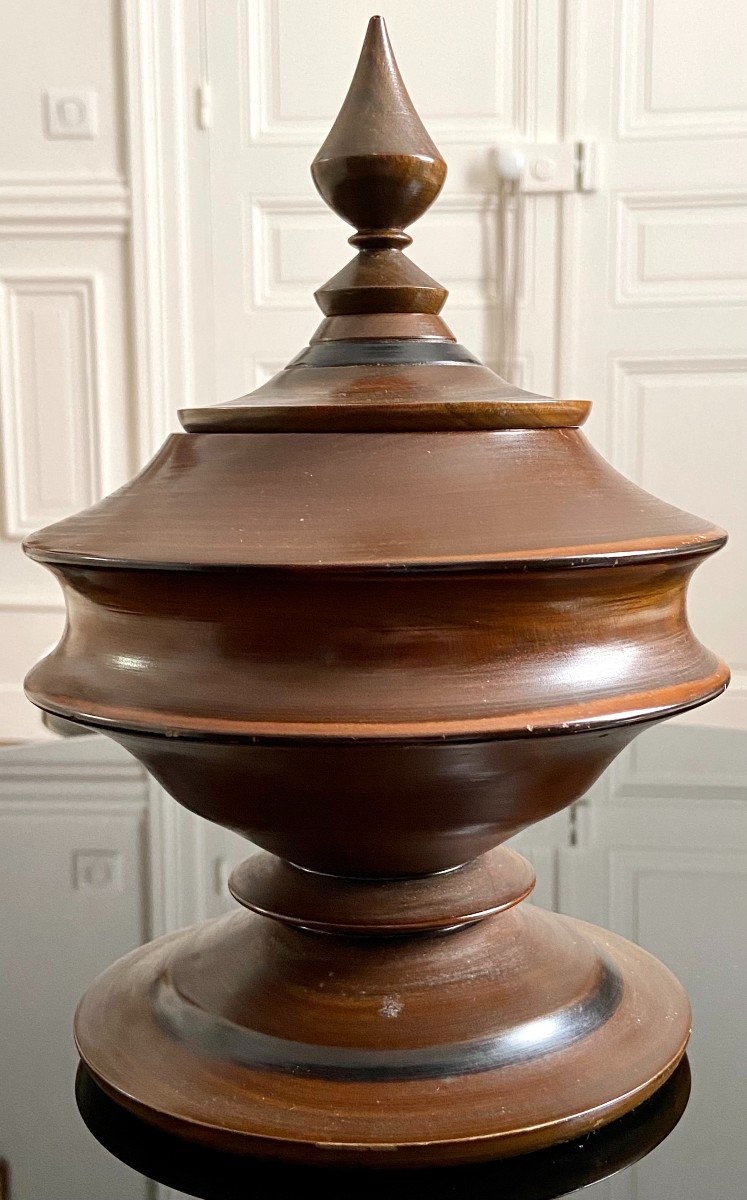 Années 1930/1950, Coffret En Bois Semi-précieux En Forme De Vaisseau à Offrandes Birman.-photo-2