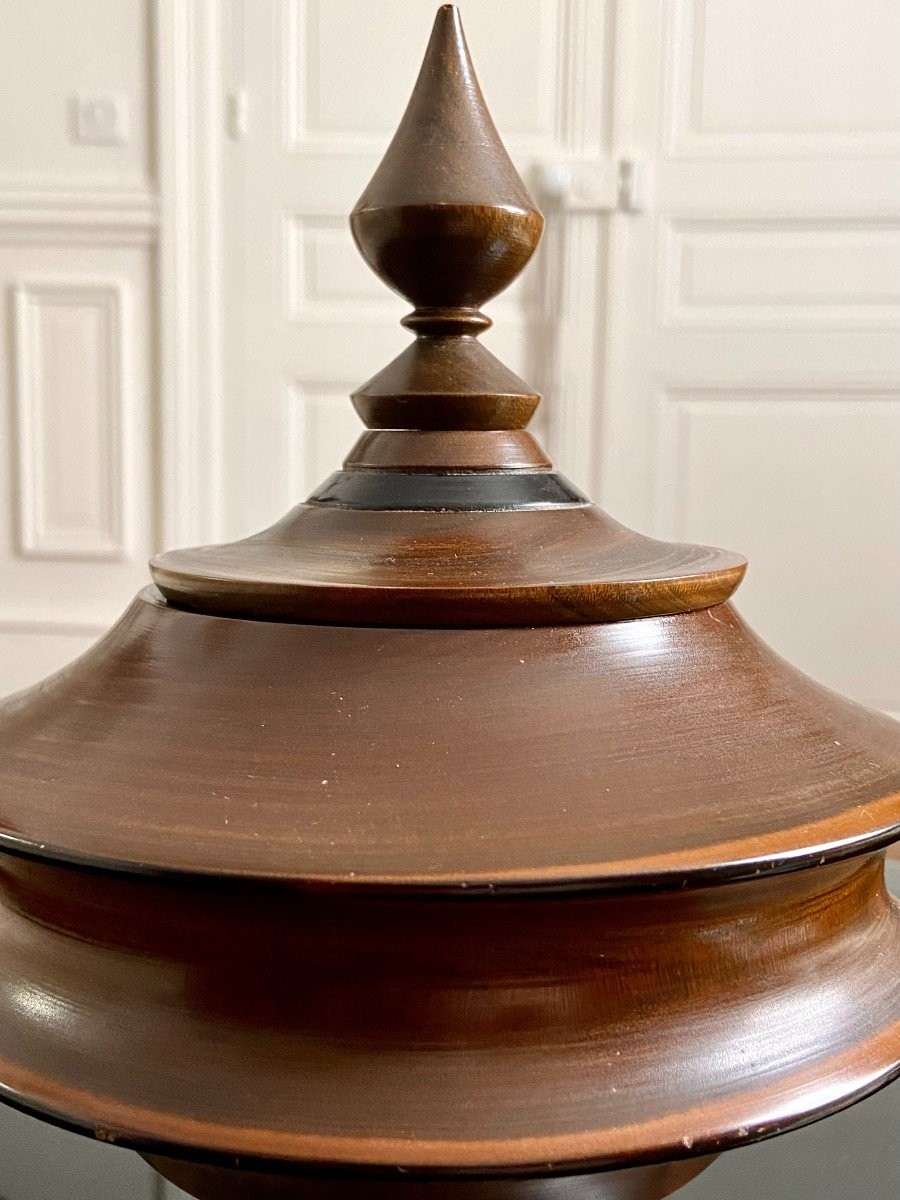 Années 1930/1950, Coffret En Bois Semi-précieux En Forme De Vaisseau à Offrandes Birman.-photo-4