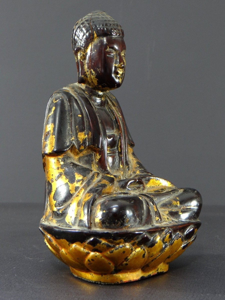 Vietnam, First Half Of The 19th Century, Nguyen Dynasty, Lacquered Wooden Buddha.-photo-2