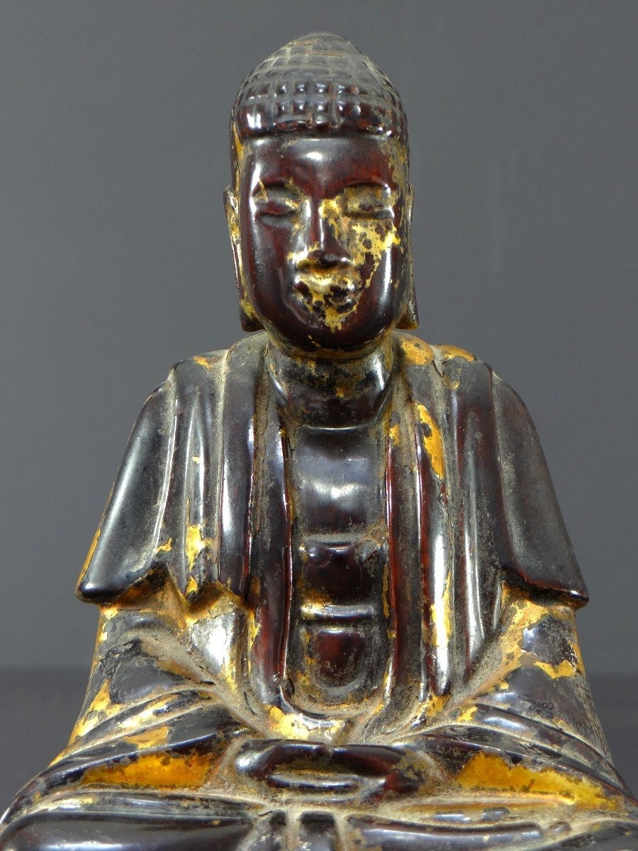 Vietnam, First Half Of The 19th Century, Nguyen Dynasty, Lacquered Wooden Buddha.-photo-3