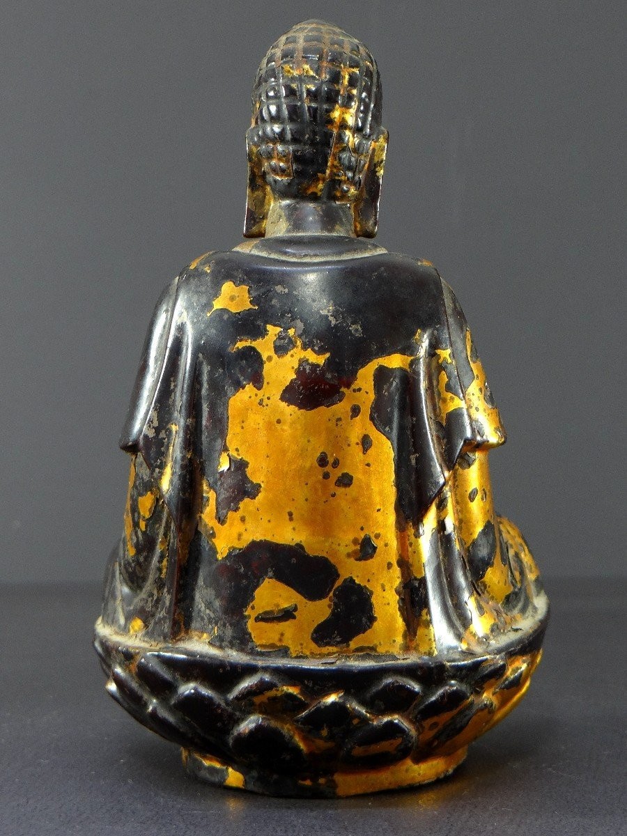 Vietnam, First Half Of The 19th Century, Nguyen Dynasty, Lacquered Wooden Buddha.-photo-1
