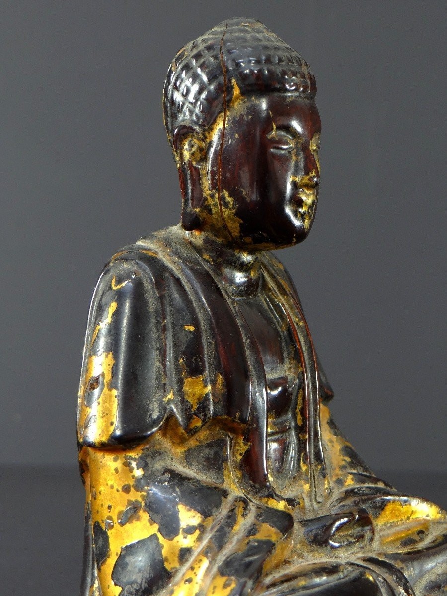 Vietnam, First Half Of The 19th Century, Nguyen Dynasty, Lacquered Wooden Buddha.-photo-2