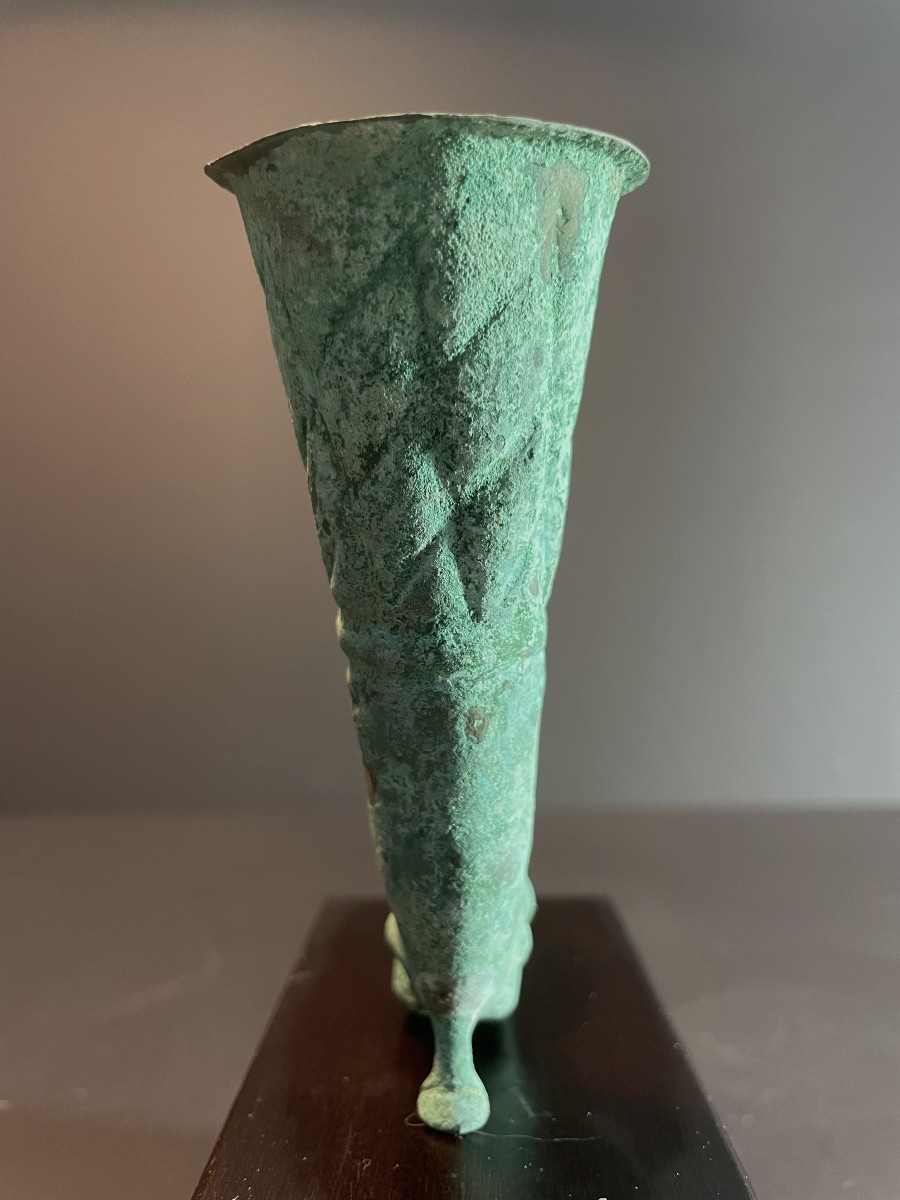 Civilisation de Bactriane, 400 avant notre ère, rhyton en bronze orné d'un buste de cheval-photo-4