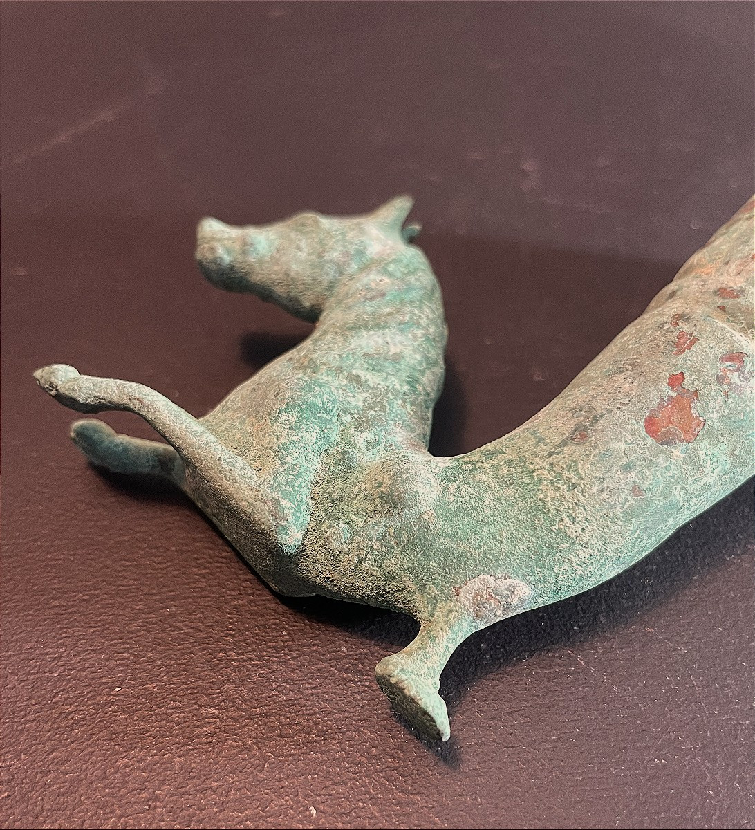 Civilisation de Bactriane, 400 avant notre ère, rhyton en bronze orné d'un buste de cheval-photo-4