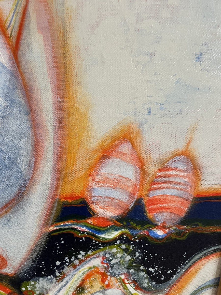 Frédéric Menguy (1927-2007), Painting "in The Middle Of The Waves" Dating From The 1980s.-photo-4