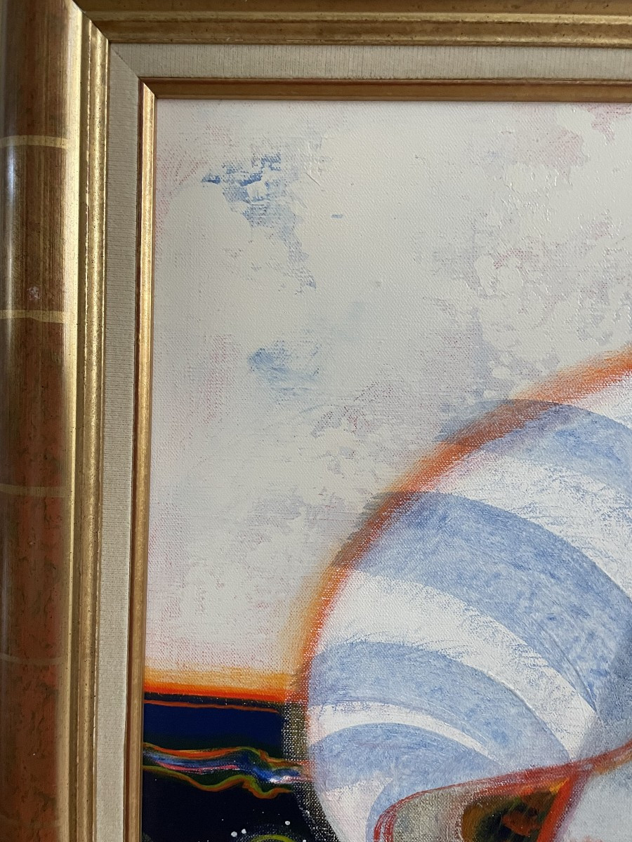 Frédéric Menguy (1927-2007), Painting "in The Middle Of The Waves" Dating From The 1980s.-photo-4