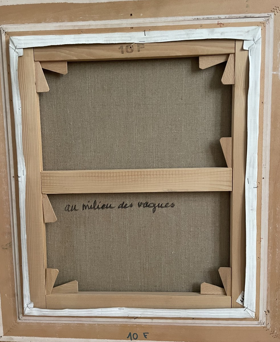 Frédéric Menguy (1927-2007), Painting "in The Middle Of The Waves" Dating From The 1980s.-photo-8