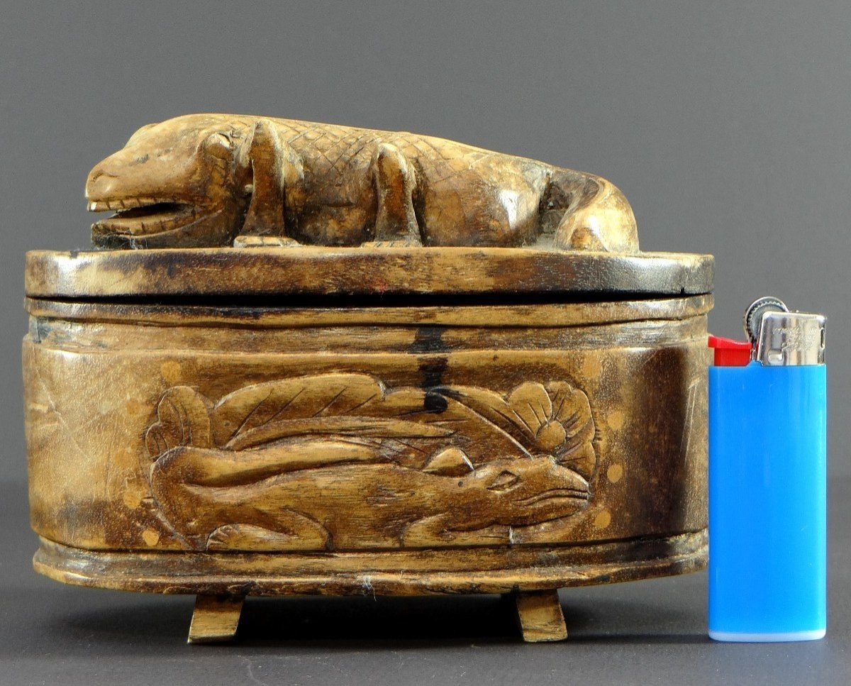 Indonésie, île De Lombok, Années 1930/1950, Boîte En Bois à Décor De Lézards.-photo-7