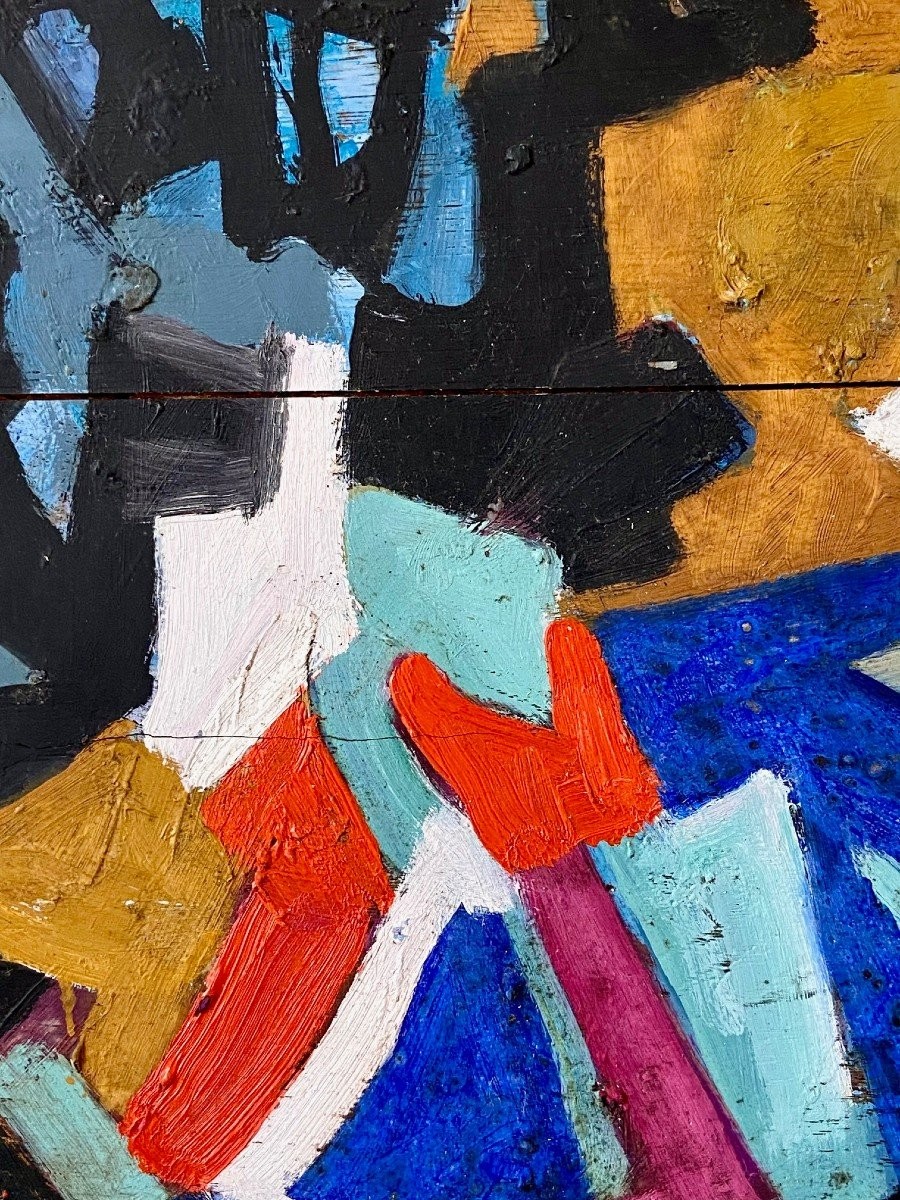 Andrée Simon (1896-1981), Composition Abstraite, Huile Sur Panneau De 1978.-photo-2