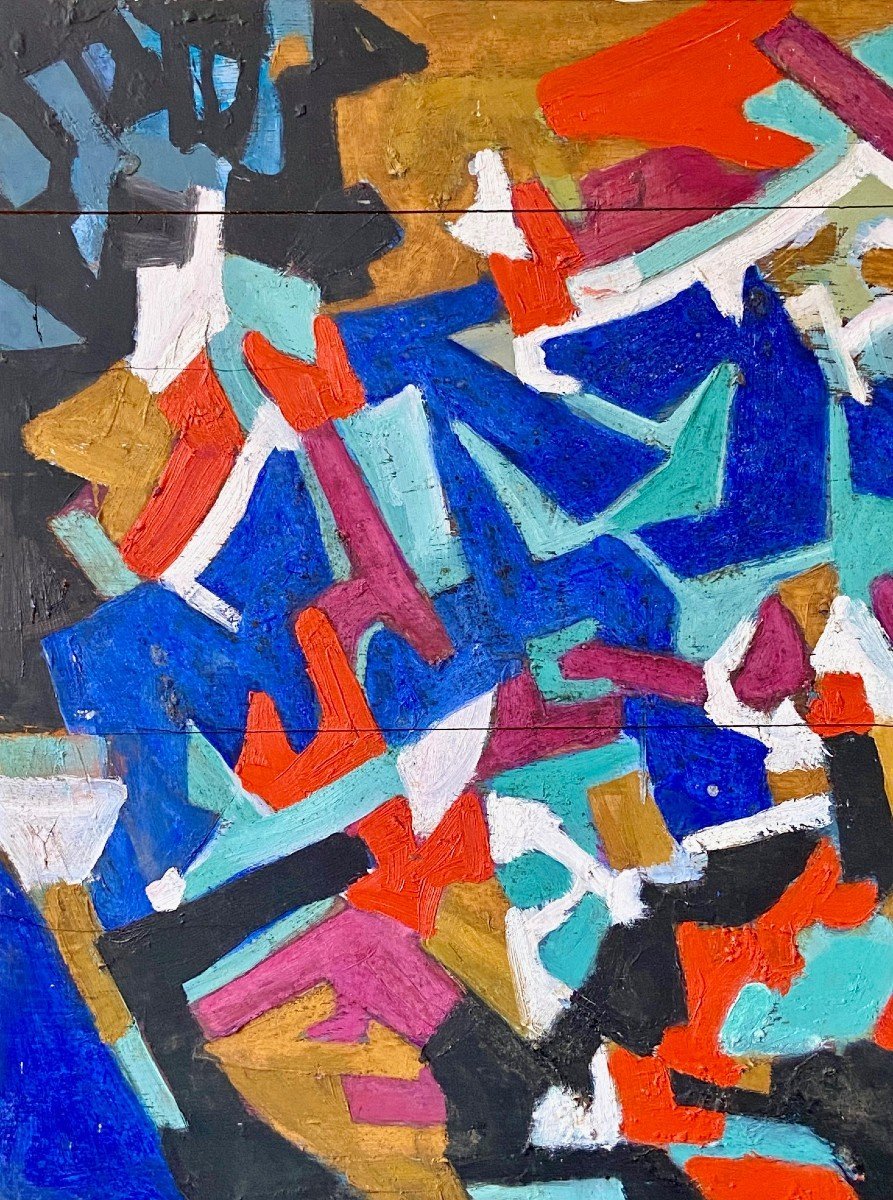 Andrée Simon (1896-1981), Composition Abstraite, Huile Sur Panneau De 1978.-photo-5