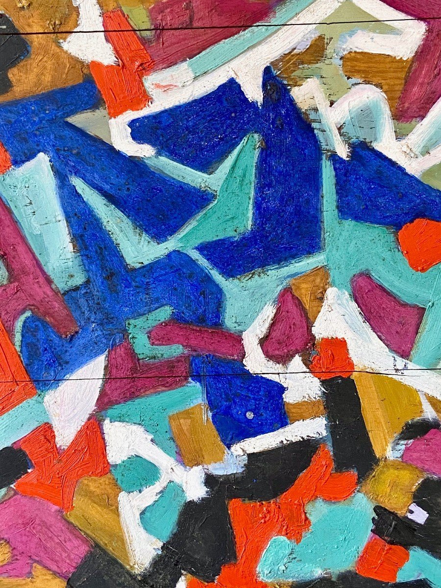 Andrée Simon (1896-1981), Composition Abstraite, Huile Sur Panneau De 1978.-photo-6