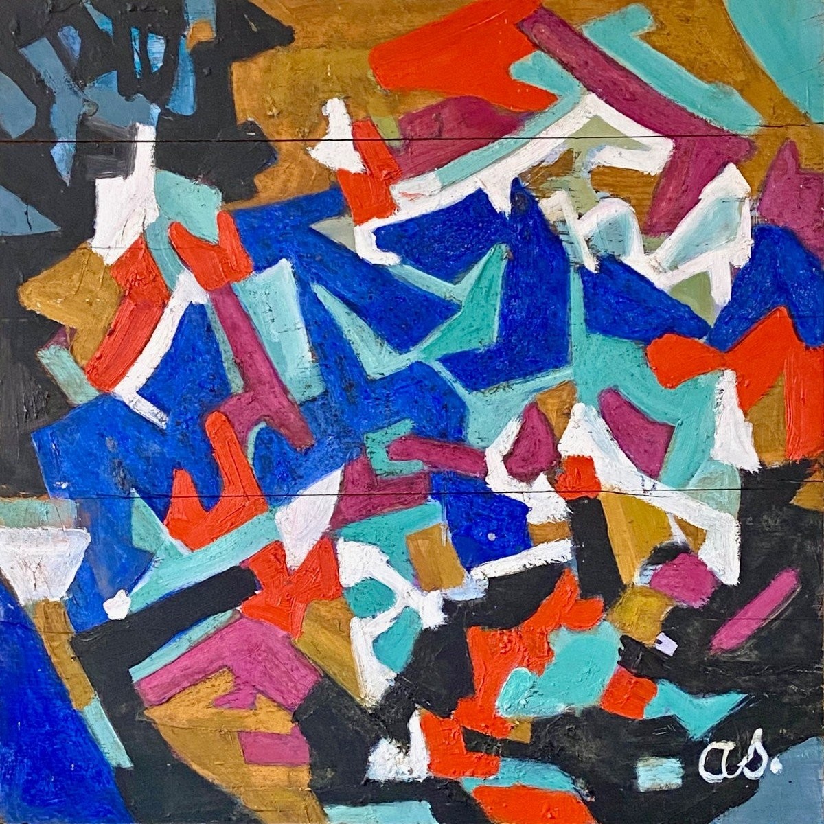 Andrée Simon (1896-1981), Composition Abstraite, Huile Sur Panneau De 1978.
