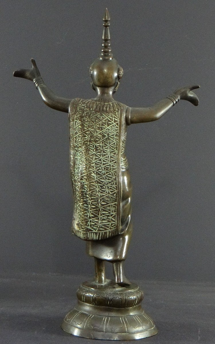 Thaïlande, Début Du XXème Siècle, Statue De Danseuse Traditionnelle En Bronze.-photo-4