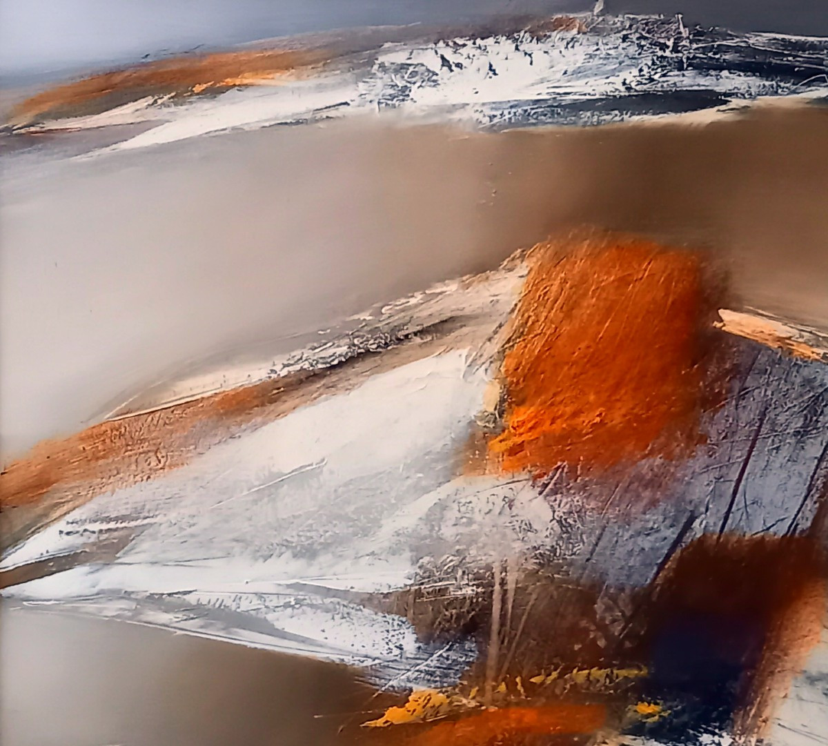 Jean-Jacques BALITRAN (1930-2024), Huile sur toile des années 1980 "Gris d'orage sur la Loire".