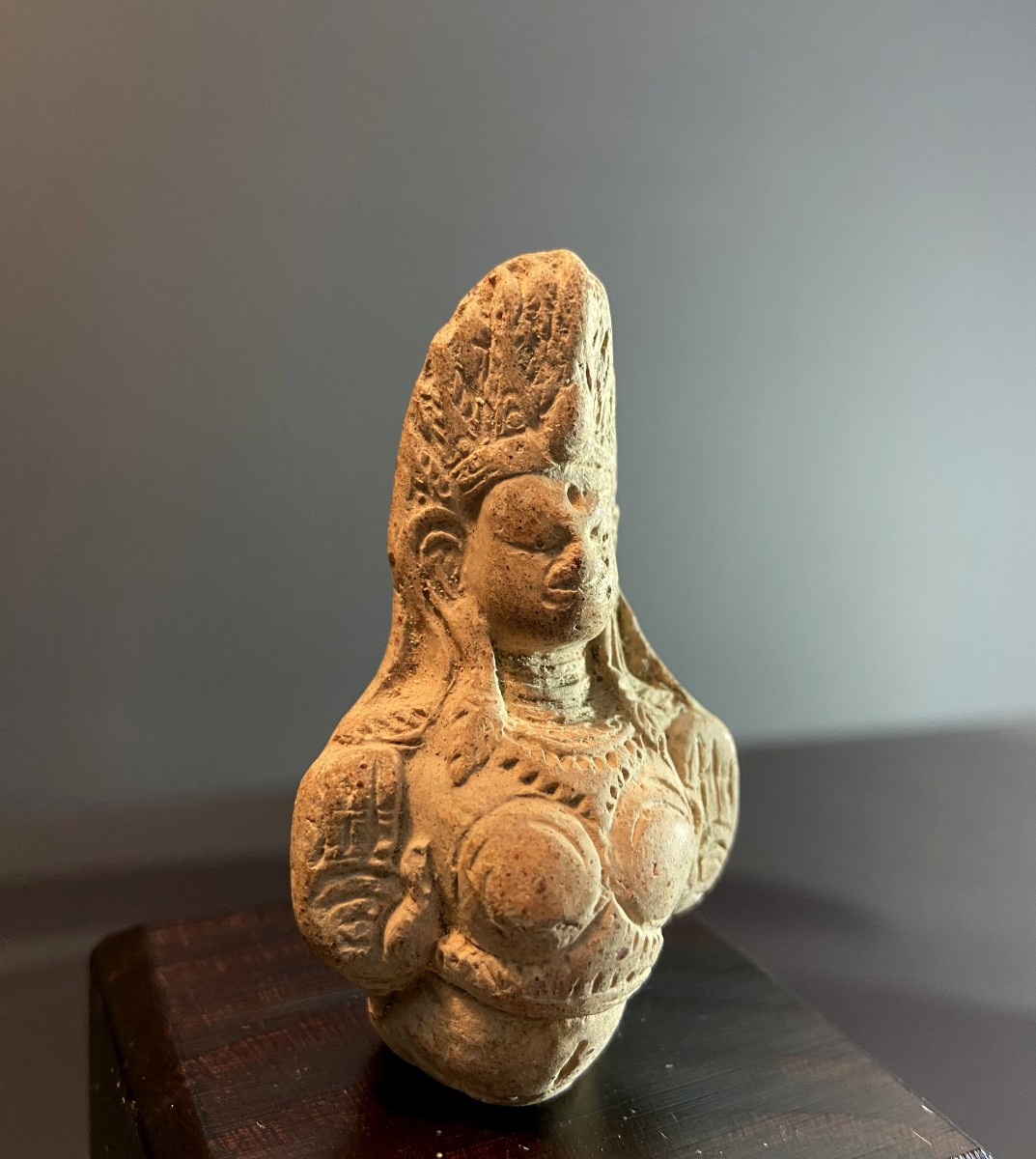 Bactrian Civilization, 3rd Century B.c., Bust Of A Goddess Wearing A Diadem.-photo-3