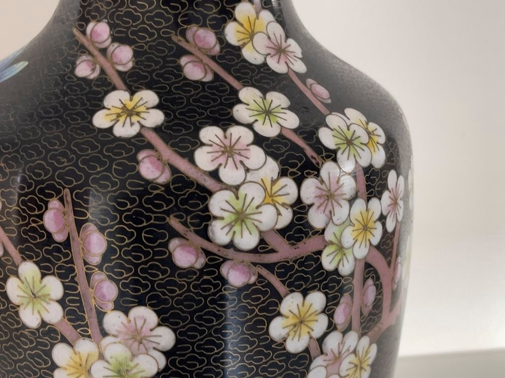 China, 1950s/1960s, Pair Of Cloisonné Enamel Vases With Floral Decoration.-photo-2