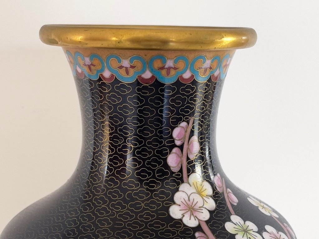 China, 1950s/1960s, Pair Of Cloisonné Enamel Vases With Floral Decoration.-photo-2