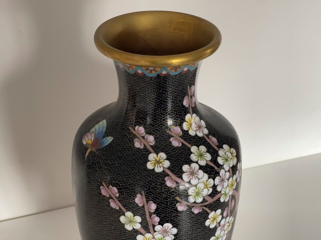 China, 1950s/1960s, Pair Of Cloisonné Enamel Vases With Floral Decoration.-photo-4
