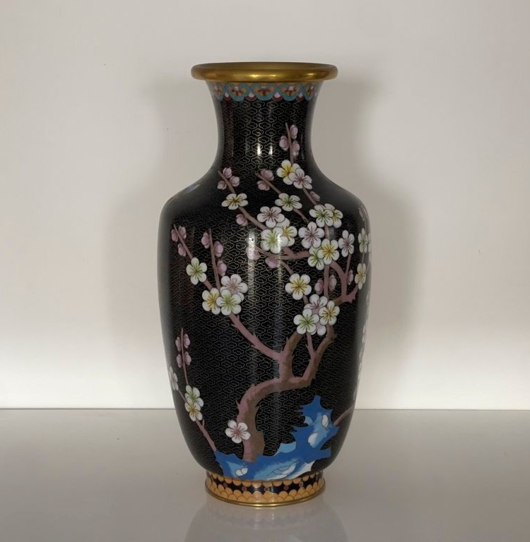 China, 1950s/1960s, Pair Of Cloisonné Enamel Vases With Floral Decoration.-photo-6