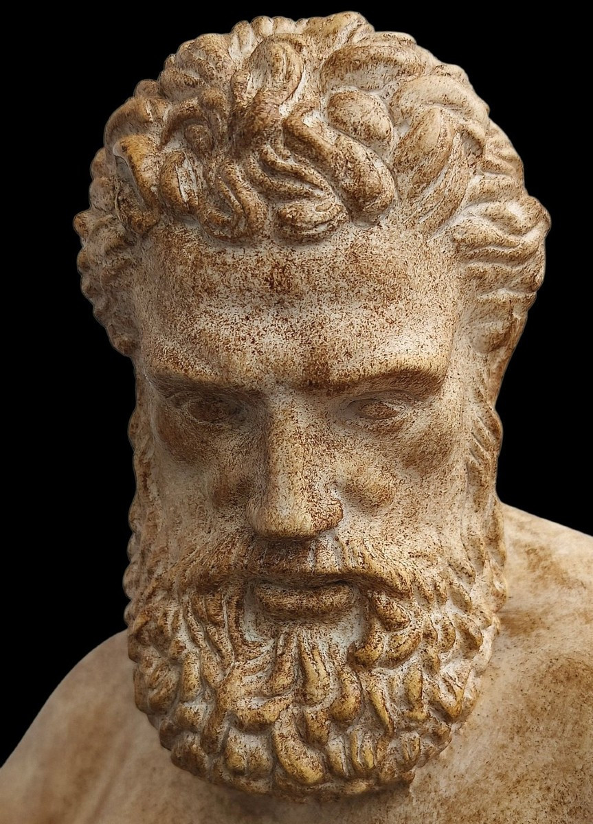 Italie, Années 1970/1980, d'après l'Antique ravissante tête en plâtre figurant Hercule.-photo-5