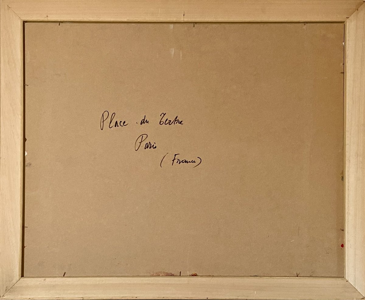 Mario Bonamici (1912-2002), Tableau Vue De La Place Du Tertre à Paris Montmartre.-photo-6