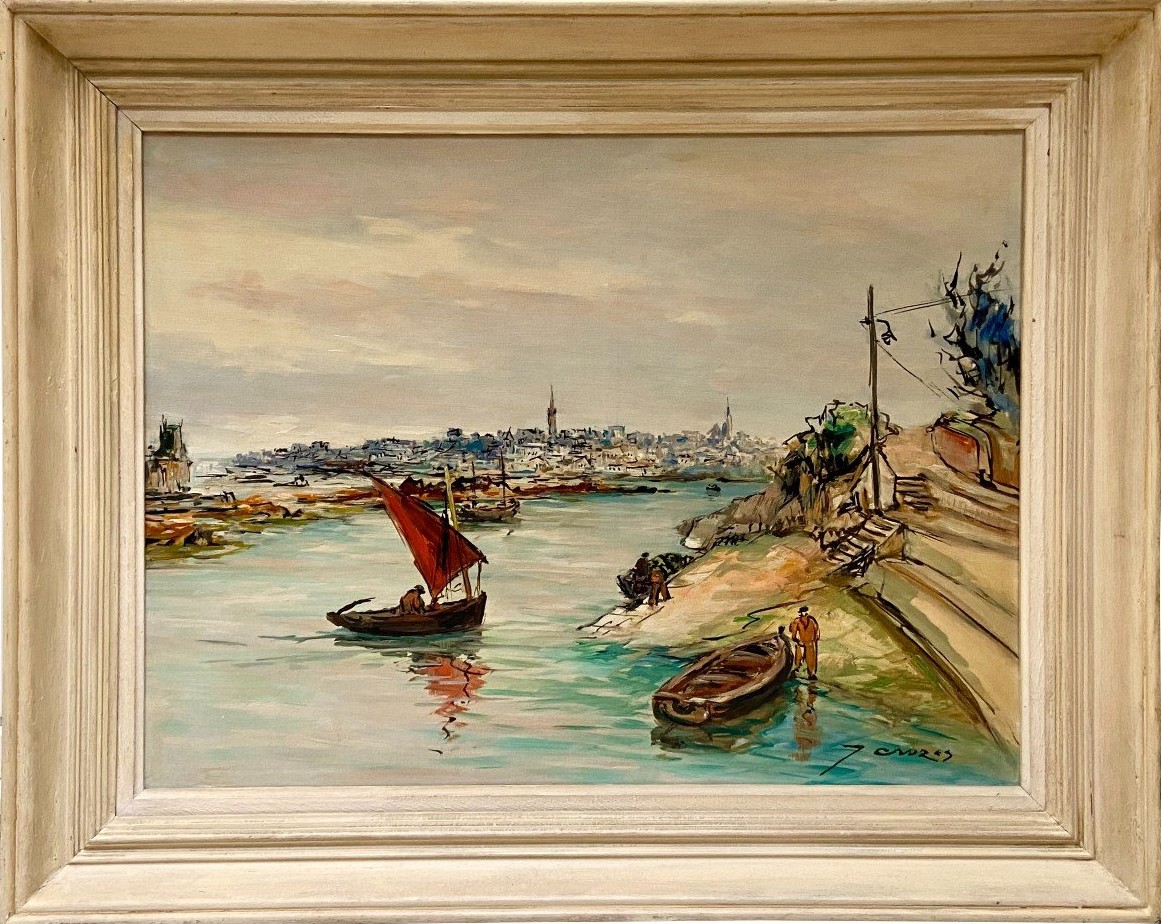 Joseph Crozes (actif Des Années 1930 à 1950), Tableau Vue De Douarnenez Depuis Tréboul.-photo-2