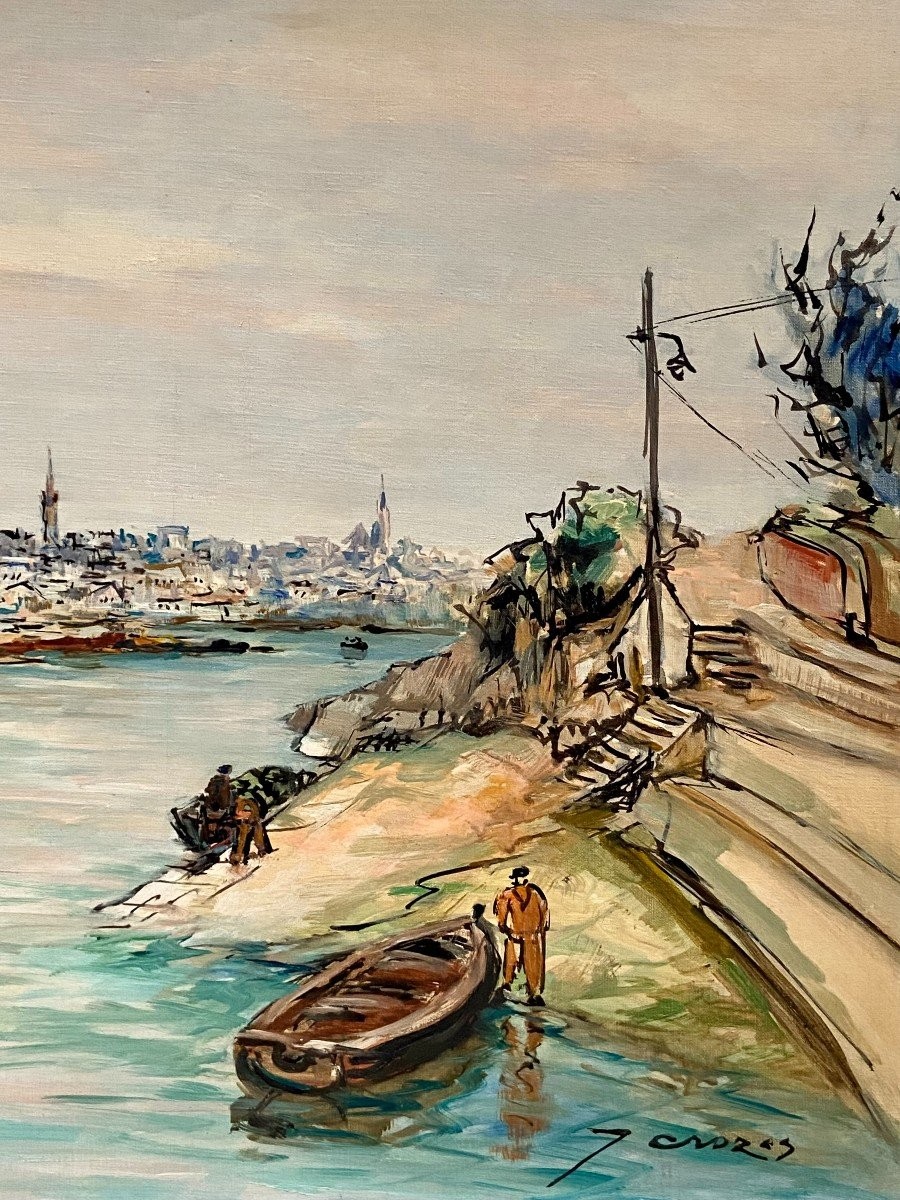 Joseph Crozes (actif Des Années 1930 à 1950), Tableau Vue De Douarnenez Depuis Tréboul.-photo-1