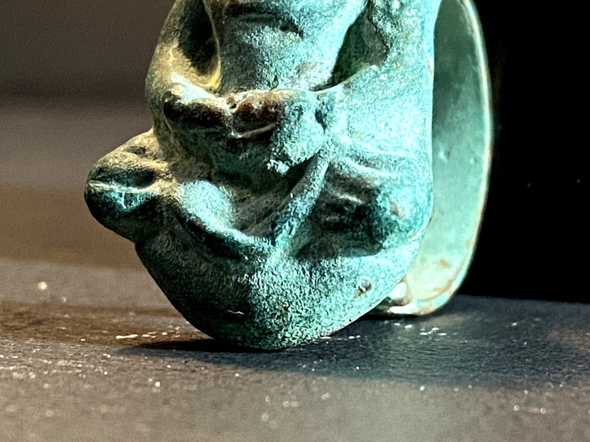 Gandhara Civilization, Bronze Buddhist Ring Decorated With A Representation Of Buddha.-photo-3