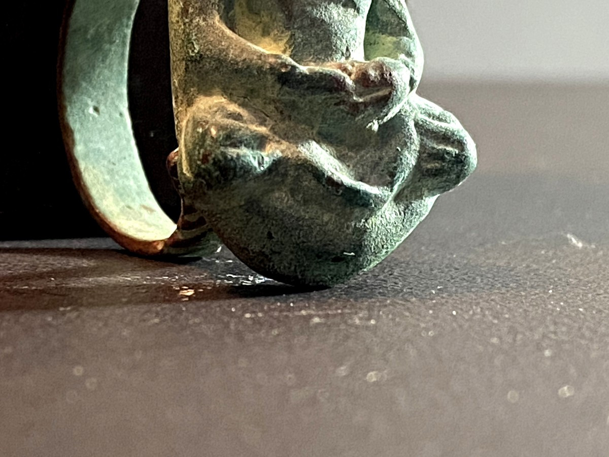 Gandhara Civilization, Bronze Buddhist Ring Decorated With A Representation Of Buddha.-photo-2