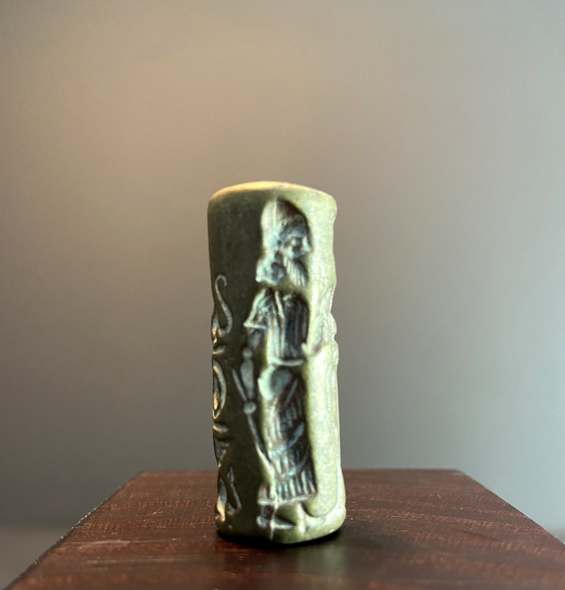 Bactrian Civilization, 300/400 B.c., Richly Decorated Bronze Cylinder Seal.-photo-2