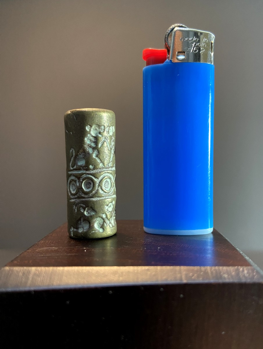 Bactrian Civilization, 300/400 B.c., Richly Decorated Bronze Cylinder Seal.-photo-4