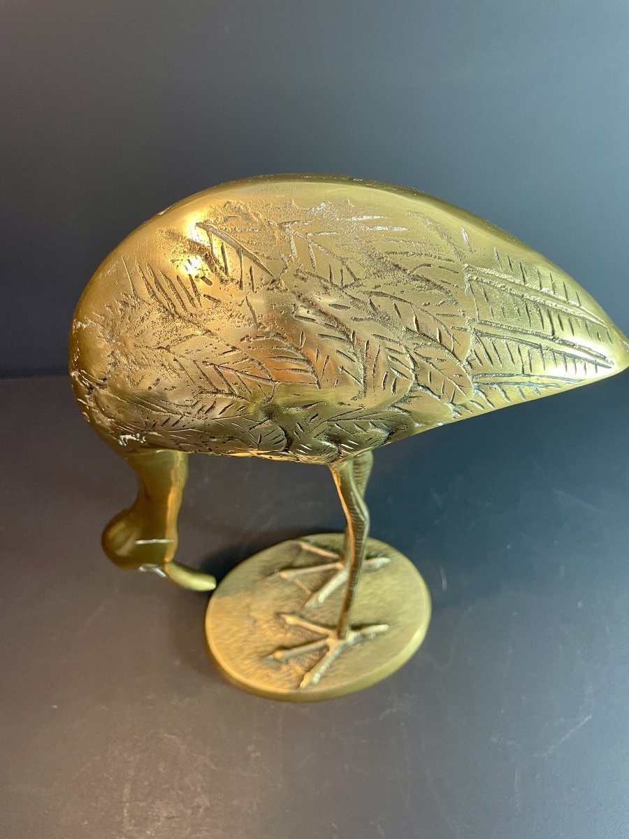 France, 1970, Hollywood Regency-style Brass Bird Sculpture.-photo-3
