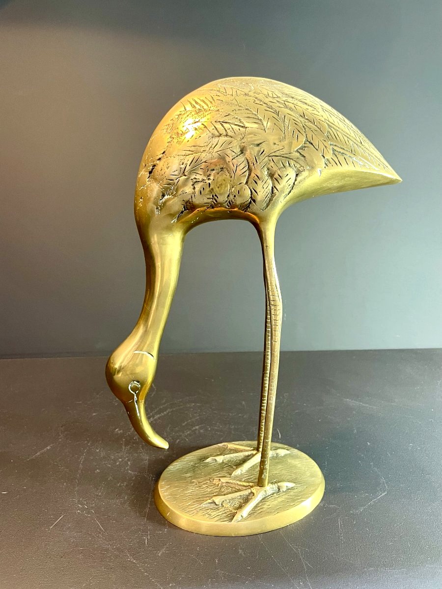 France, 1970, Hollywood Regency-style Brass Bird Sculpture.-photo-1
