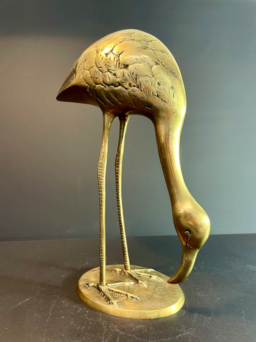 France, 1970, Hollywood Regency-style Brass Bird Sculpture.