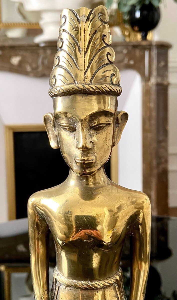 Southeast Asia, First Third Of The 20th Century, Bronze Statuette Male Figure.-photo-2