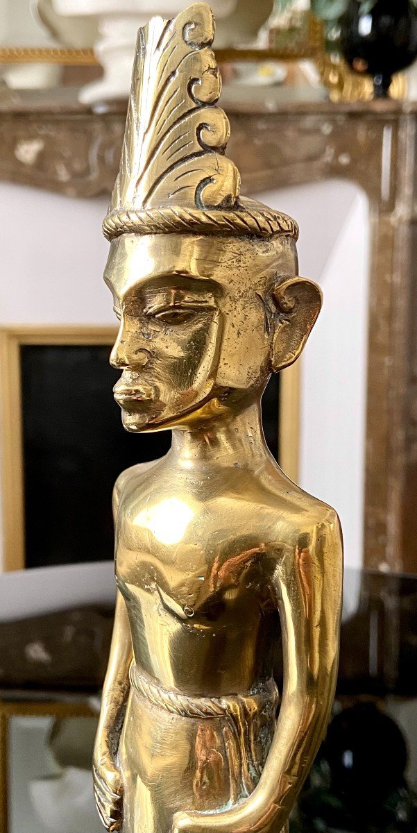 Southeast Asia, First Third Of The 20th Century, Bronze Statuette Male Figure.-photo-3