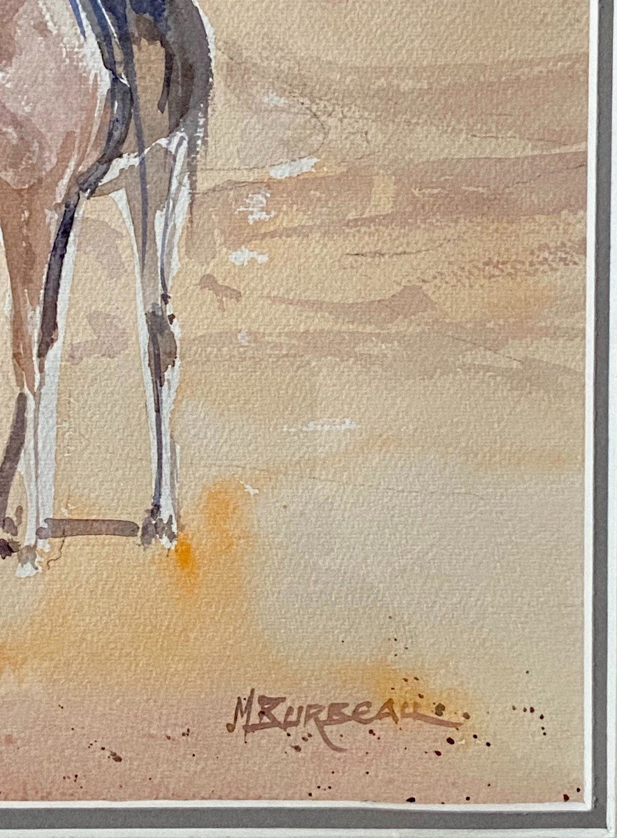 Michel Burbeau, Aquarelle Orientaliste Scène Animée Dans Un Village De l'Atlas.-photo-3