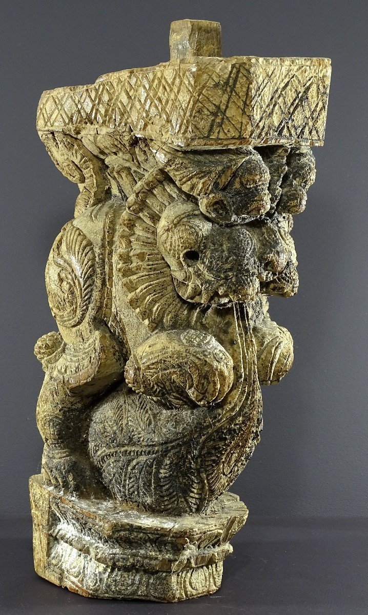 India, Tamil Nadu Region, 17th–18th Centuries, Wooden Architectural Element Depicting A Yali.-photo-3