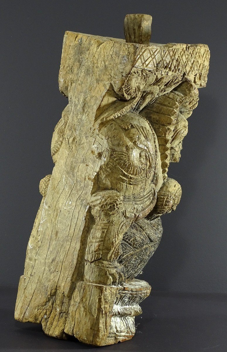 India, Tamil Nadu Region, 17th–18th Centuries, Wooden Architectural Element Depicting A Yali.-photo-1