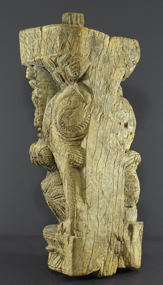 India, Tamil Nadu Region, 17th–18th Centuries, Wooden Architectural Element Depicting A Yali.-photo-4