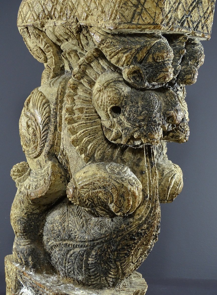 India, Tamil Nadu Region, 17th–18th Centuries, Wooden Architectural Element Depicting A Yali.-photo-7