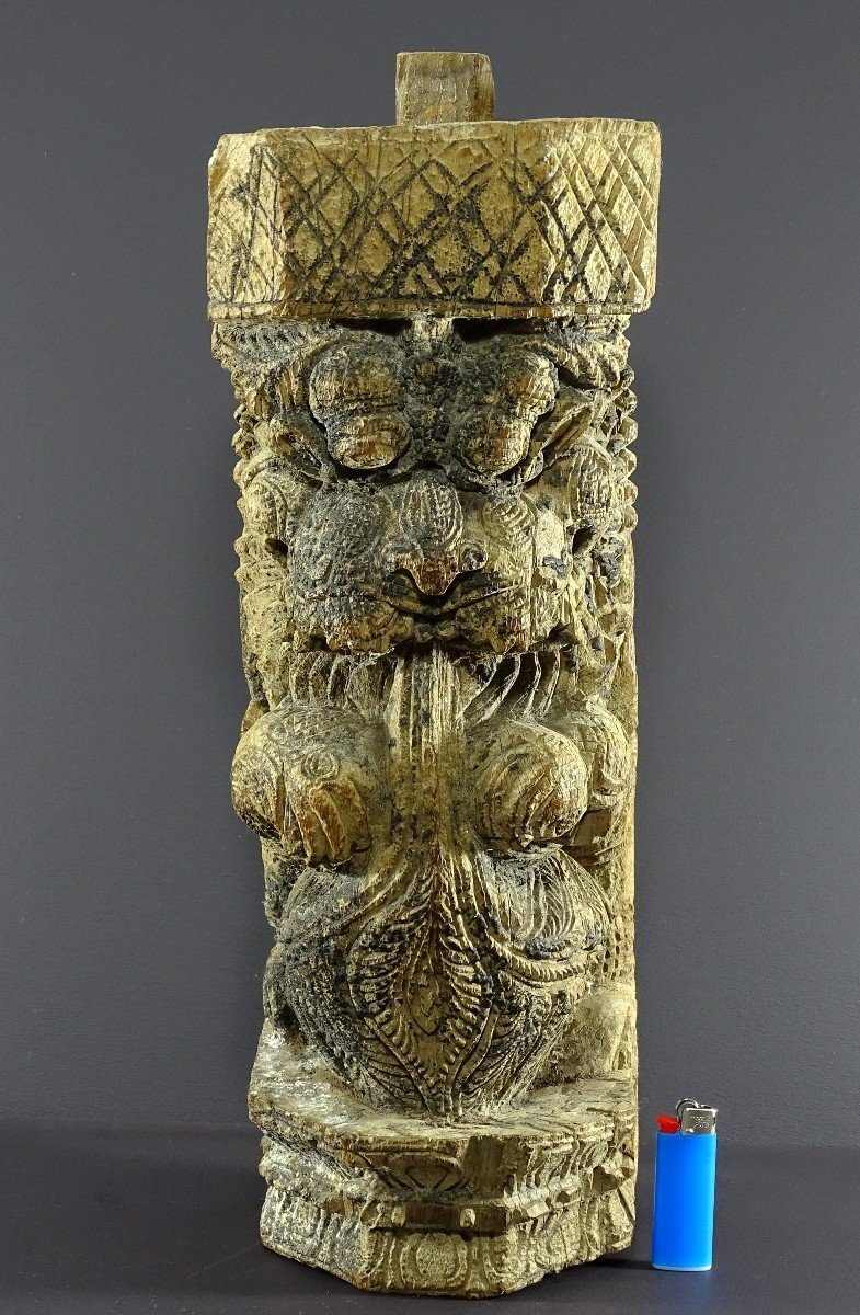 India, Tamil Nadu Region, 17th–18th Centuries, Wooden Architectural Element Depicting A Yali.-photo-8