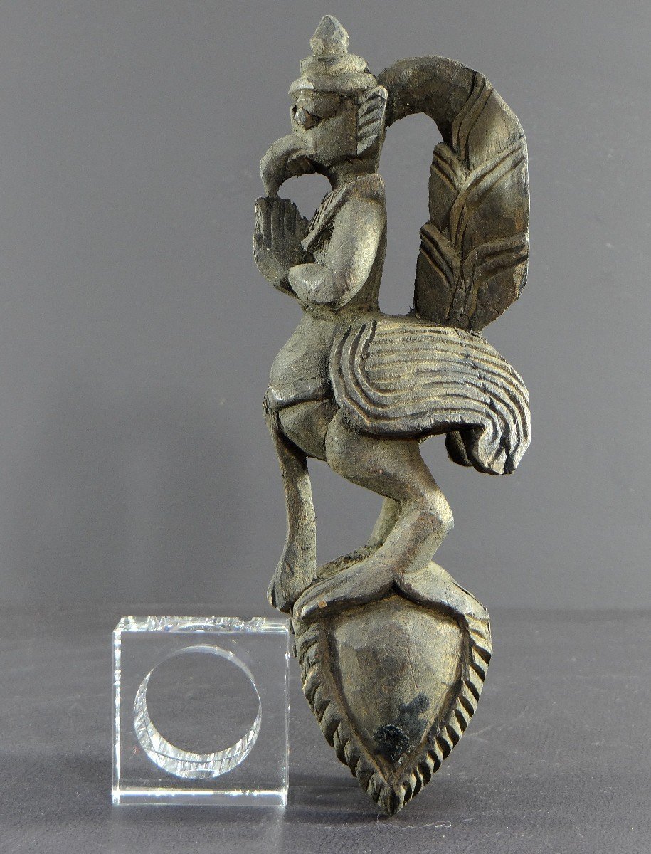 Burma, Mid-20th Century, Carved Loom Pulley Depicting Garuda.-photo-2