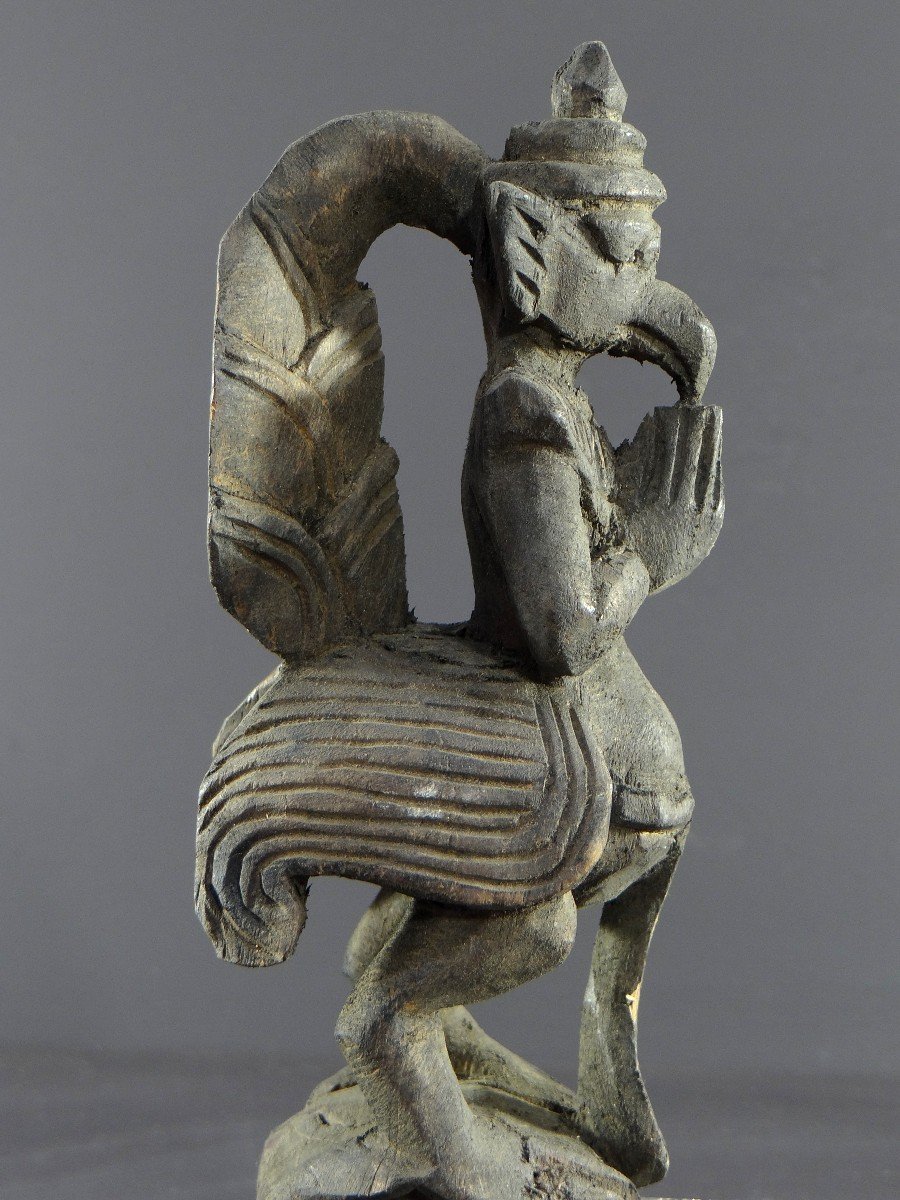 Burma, Mid-20th Century, Carved Loom Pulley Depicting Garuda.